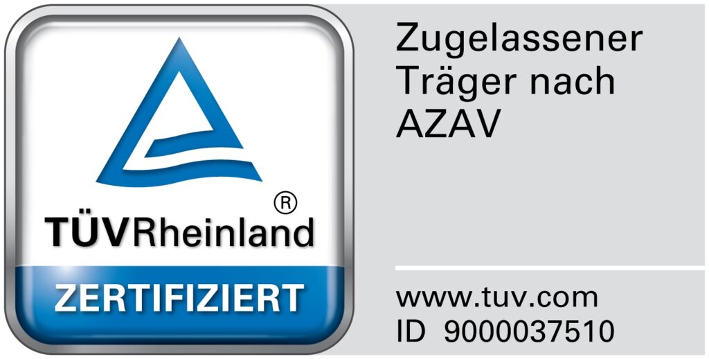 TÜV Rheinland Zertifikat, AZAV zugelassener Träger